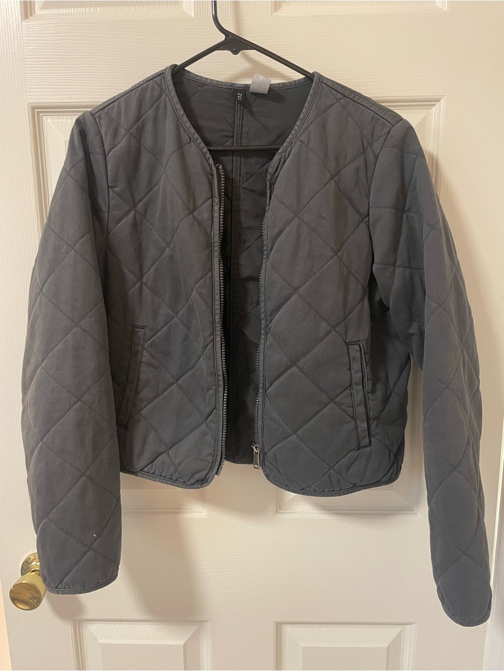 H&M Quilted Dark Grey/Blank Bomber Jacket